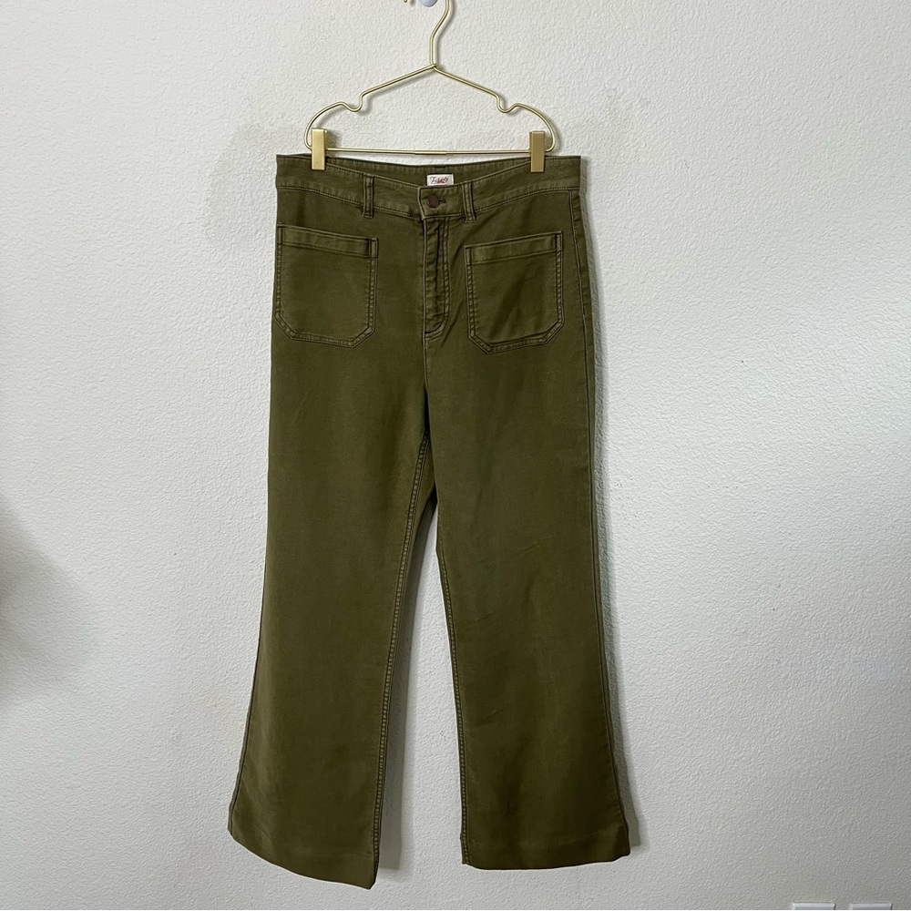 Faherty Olive Wide Leg Pants - Picture 2 of 7